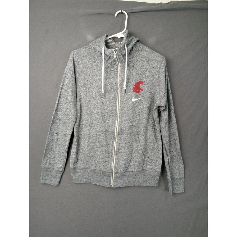 Nike Washington State Cougars WSU Full Zip Hoodie Gray Large